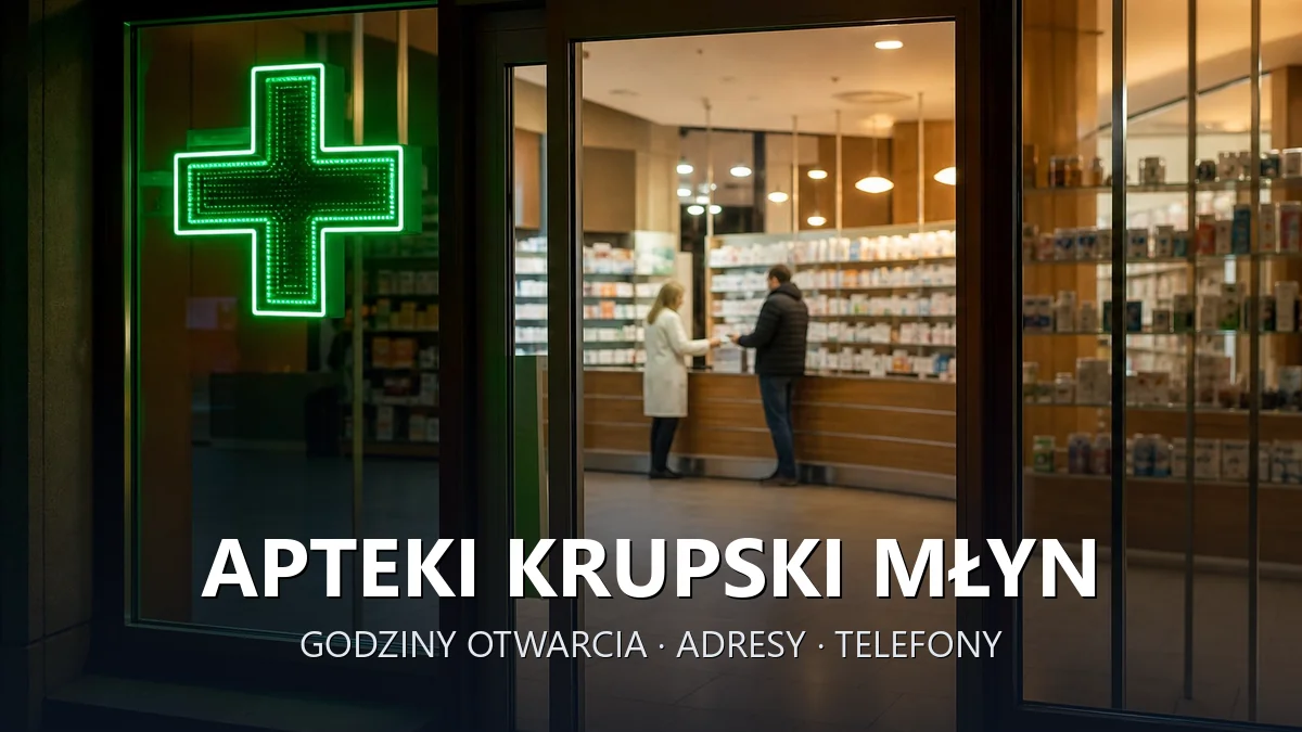 Apteki Krupski Młyn, powiat tarnogórski - adresy, telefony, godziny otwarcia