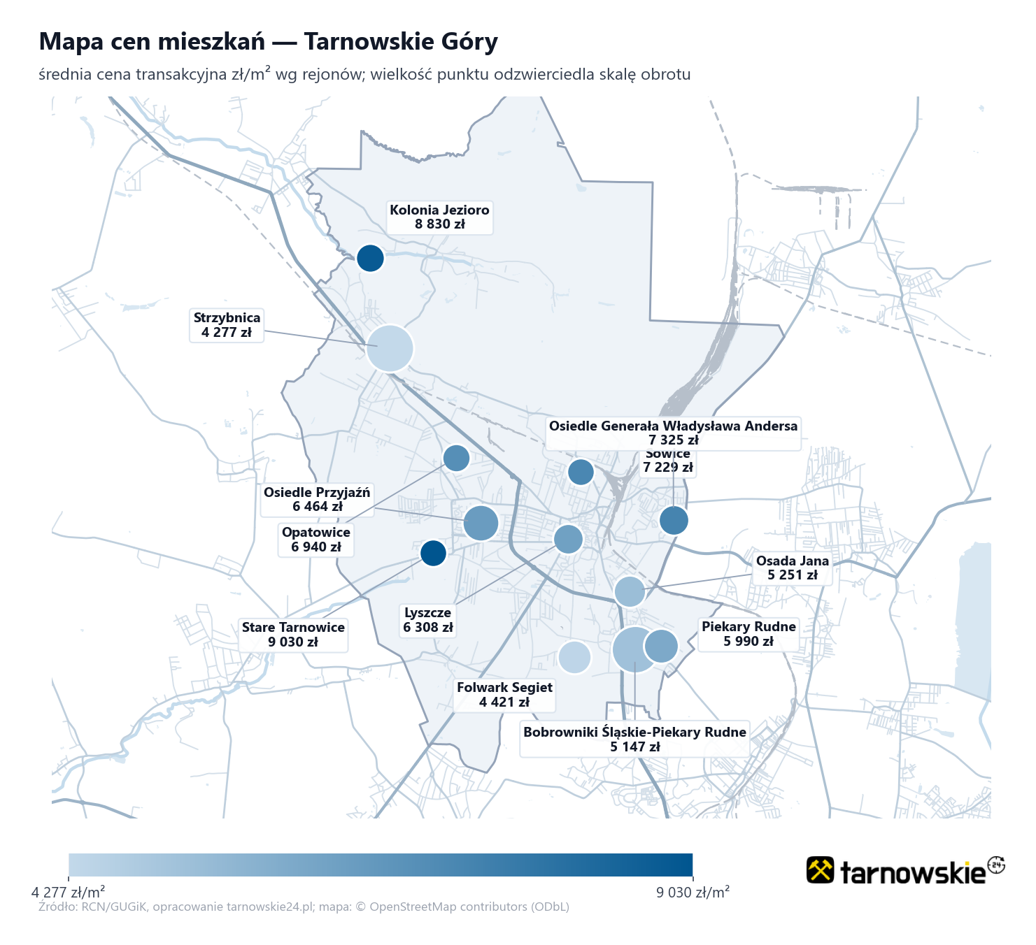 Mapa cen mieszkań - Tarnowskie Góry