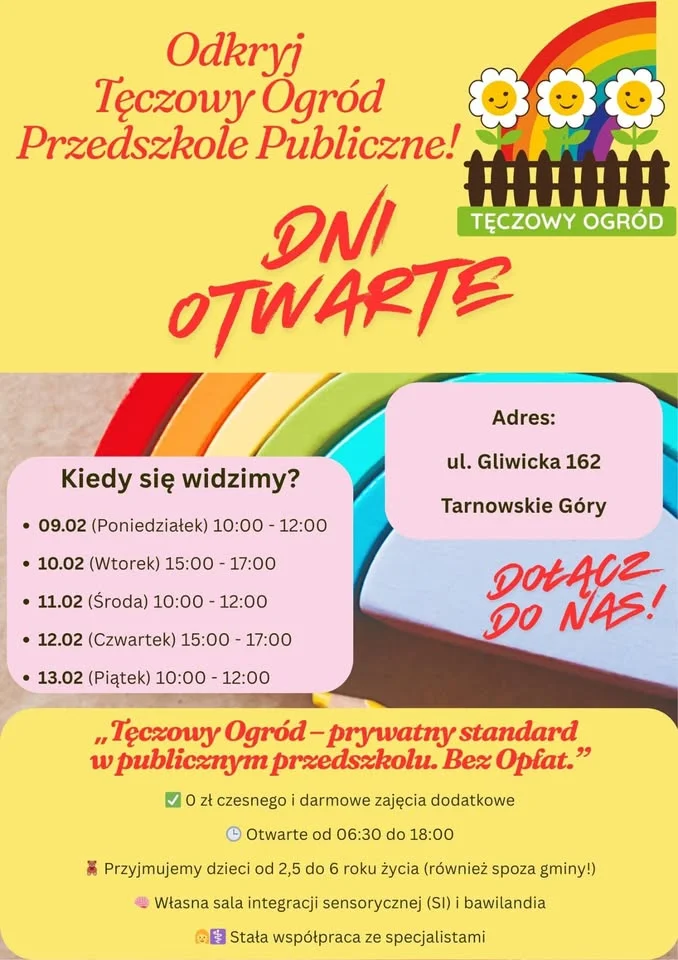 Grafika promocyjna wydarzenia DNI OTWARTE w Gliwicka 162 Tarnowskie Góry — terminy i najważniejsze informacje