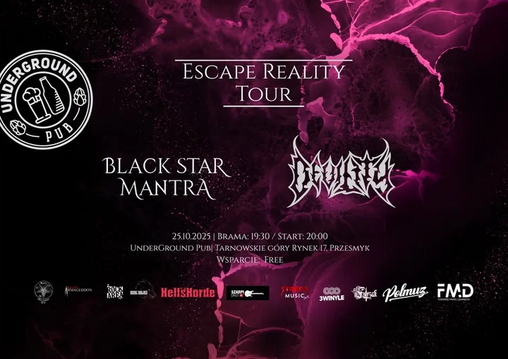Obrazek przedstawia grafikę promocyjną wydarzenia Wieczór metalu w Underground Pub Tarnowskie Góry — Black Star Mantra i Devility