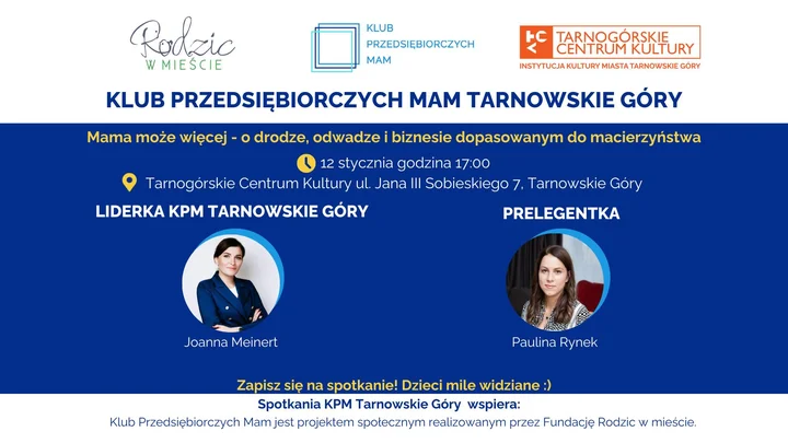 Grafika promocyjna wydarzenia Klub Przedsiębiorczych Mam Tarnowskie Góry — 12 stycznia 2026