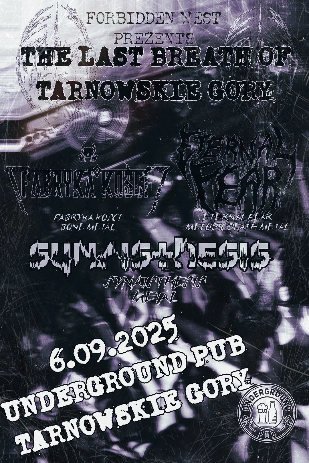 Grafika promocyjna wydarzenia Koncert trzech zespołów metalowych w Underground Pub Tarnowskie Góry