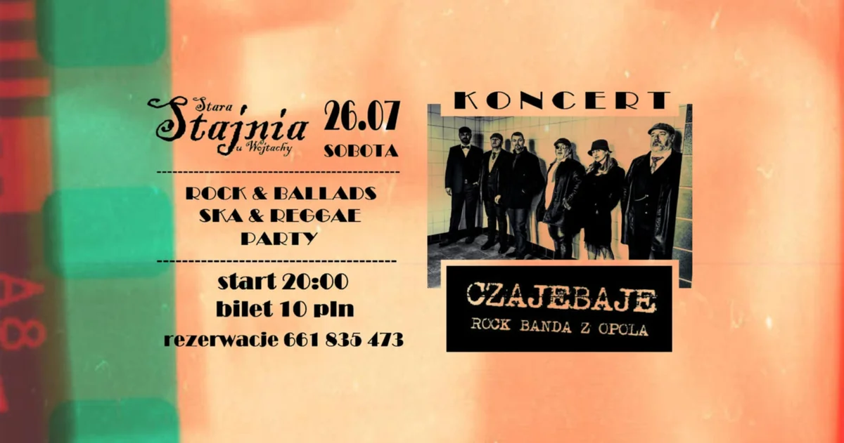 Grafika promocyjna wydarzenia Koncert zespołu CzajeBaje w Starej Stajni w Tarnowskich Górach