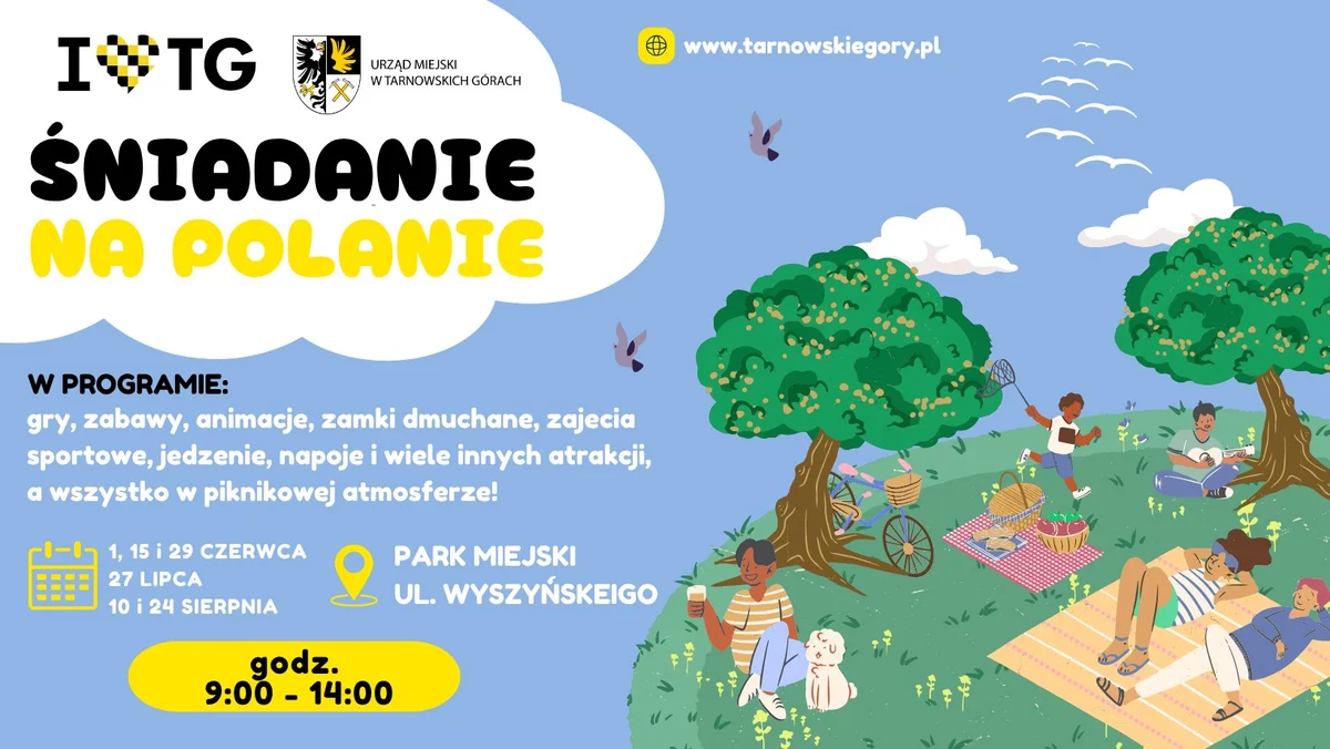 Grafika promocyjna wydarzenia Letnie spotkania rodzinne w Parku Miejskim w Tarnowskich Górach