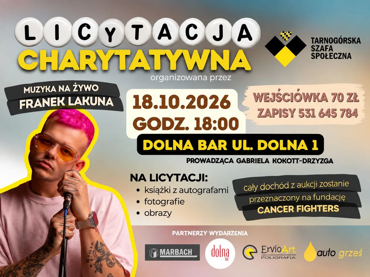 Grafika promocyjna wydarzenia Licytacja Charytatywna Szafy w Tarnowskich Górach