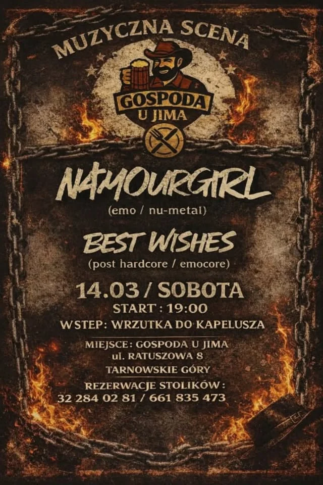 Grafika promocyjna wydarzenia NATYOURGIRL & BEST WISHES — koncert w Gospodzie u Jima (Tarnowskie Góry)