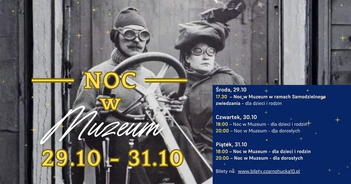 Grafika promocyjna wydarzenia Noc w Muzeum Czarnohucka 10 — noc, gdy silniki opowiadają historie