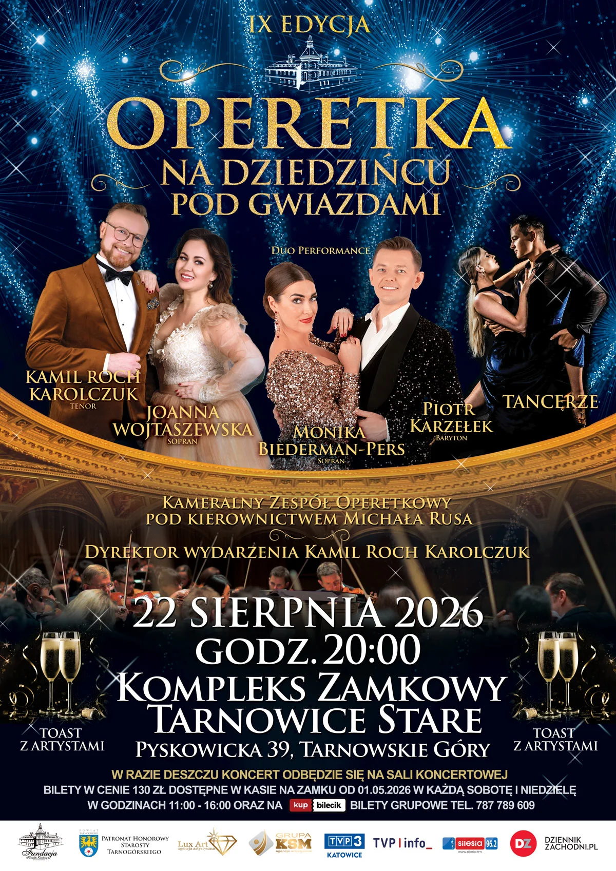 Grafika promocyjna wydarzenia Operetka na dziedzińcu pod gwiazdami w Tarnowskich Górach