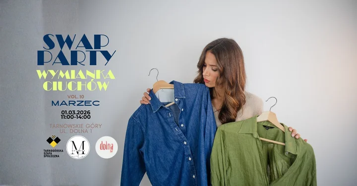 Grafika promocyjna wydarzenia SWAP PARTY MARZEC — wymiana ubrań w Tarnowskich Górach