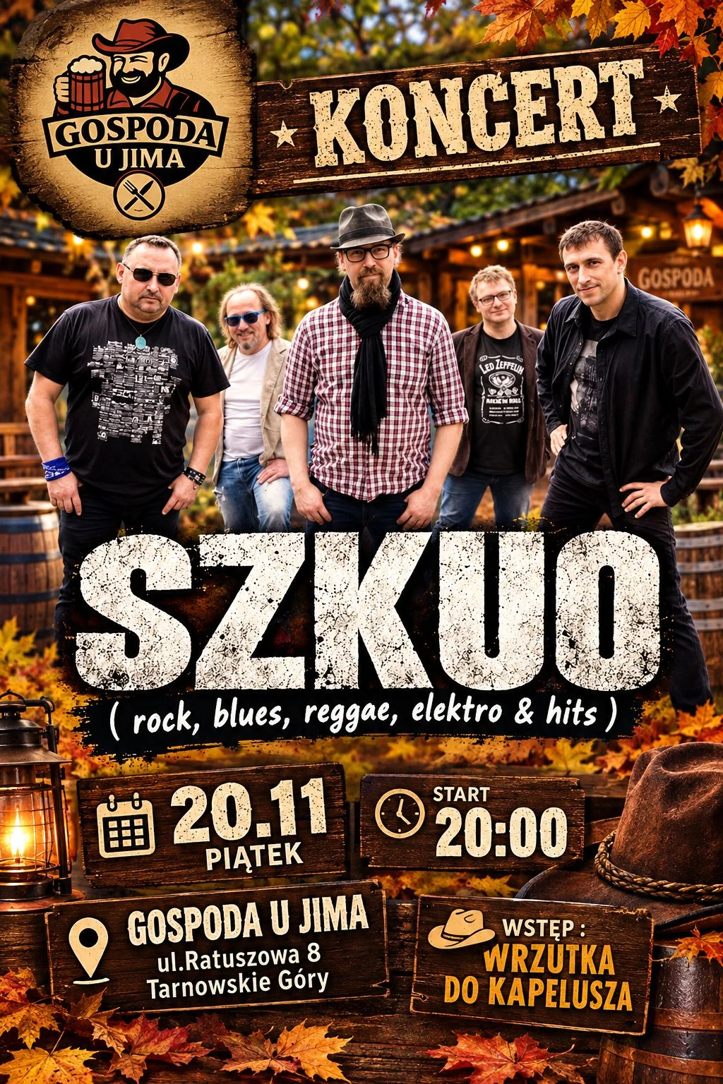 Grafika promocyjna wydarzenia SZKUO – koncert na żywo