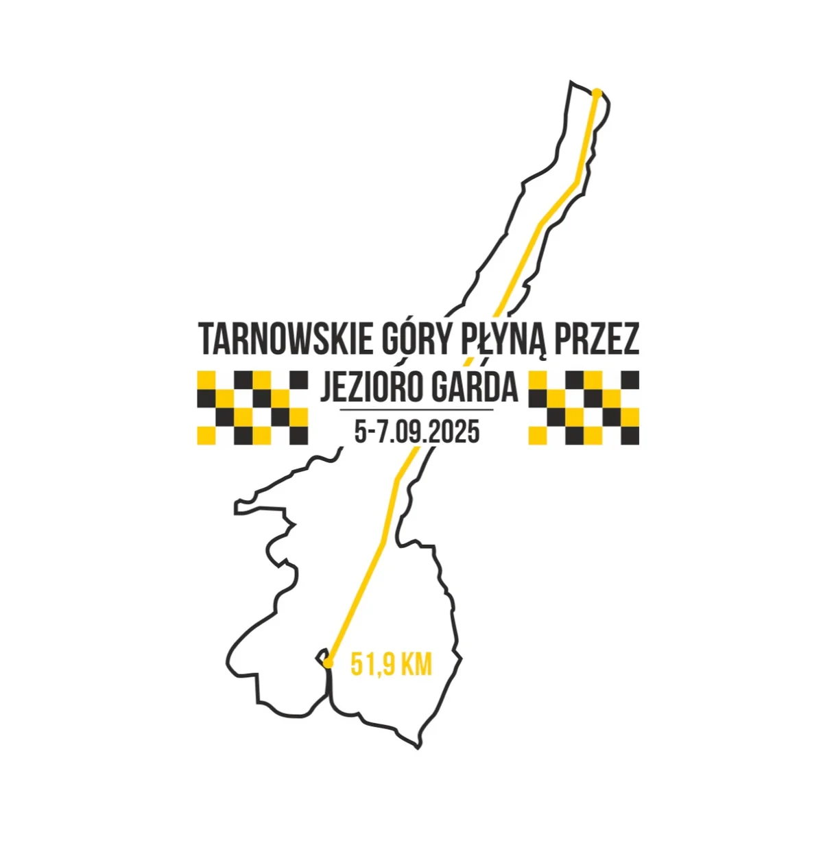 Grafika promocyjna wydarzenia Sztafeta pływacka Tarnowskie Góry na jeziorze Garda