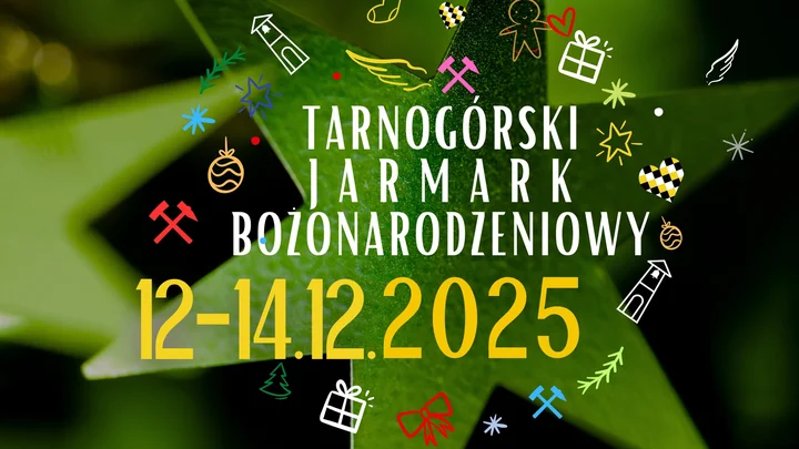 Grafika promocyjna wydarzenia Tarnogórski Jarmark Bożonarodzeniowy 2025 — kiermasz i smakowanie pod Ratuszem