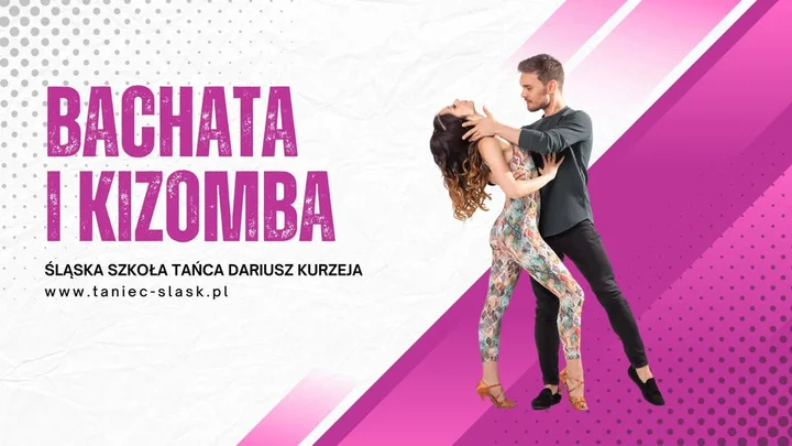Grafika promocyjna wydarzenia Bachata i Kizomba w Tarnowskich Górach — kurs od podstaw