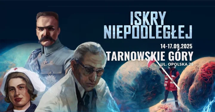 Obrazek przedstawia grafikę promocyjną wydarzenia Mobilna wystawa multimedialna prezentująca sylwetki wybitnych Polaków