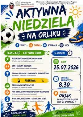 Grafika promocyjna wydarzenia Aktywna Niedziela na Orliku
