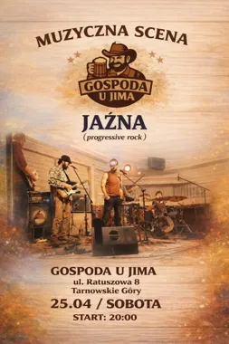 Grafika promocyjna wydarzenia JAŹNA — koncert rocka progresywnego w Gospodzie u Jima, 25 kwietnia