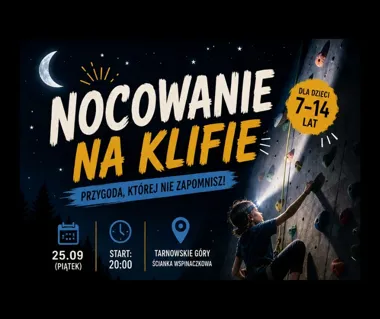 Grafika promocyjna wydarzenia Nocowanie na Klifie: wspinaczka i nocleg