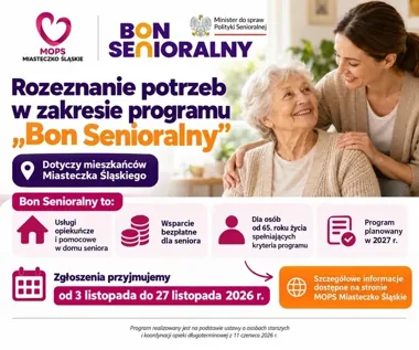 Bon Senioralny w Miasteczku Śląskim. MOPS zbiera zgłoszenia przed 2027 rokiem