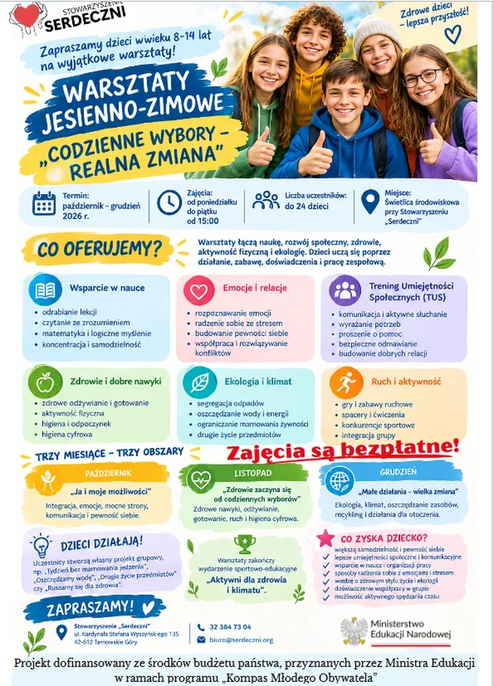 Bezpłatne warsztaty dla dzieci w Tarnowskich Górach. Nauka, ruch i ekologiczne wyzwania