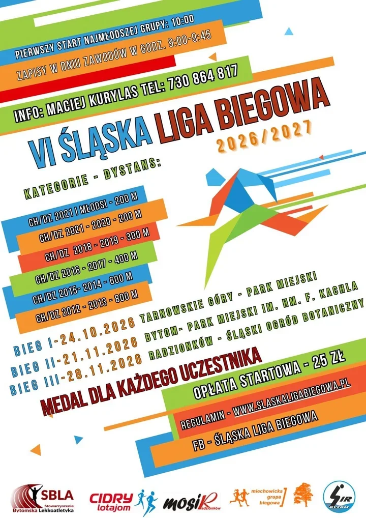 Śląska Liga Biegowa wraca do Tarnowskich Gór. Dzieci pobiegną w sześciu kategoriach