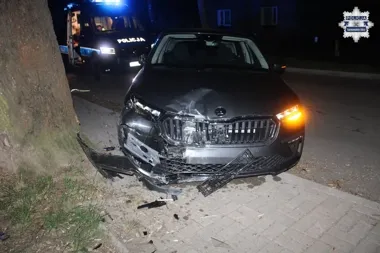 19-latek stracił panowanie w Nakle Śląskim. Skoda uderzyła w słup i drzewo